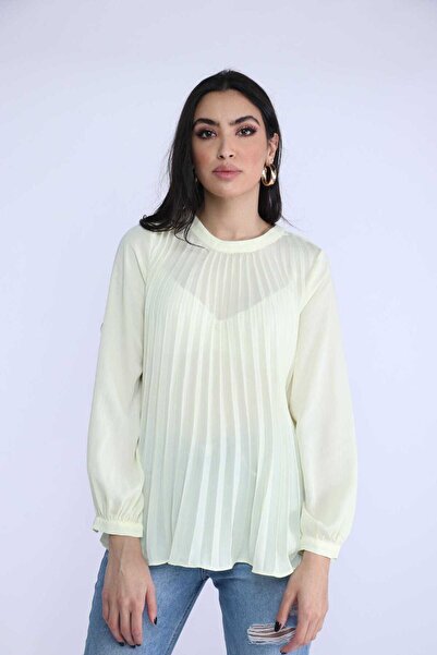 Nichii بلوزة مطوية بأكمام طويلة