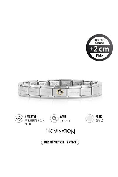 NOMİNATİON Italy Composable 18 Ayar Glitterlı Altın Siyah Pati Ve Çelik Bileklik SILVER