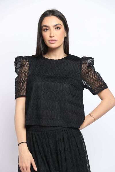 Nichii Lined Short-Sleeve Chiffon Top