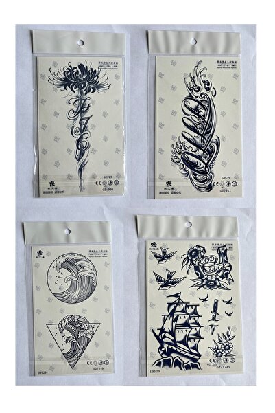 Airbrush Tattoo Lotus Yazı 2-4 Hafta Kalıcı Geçici Dövme Seti Yarı Kalıcı Döv...
