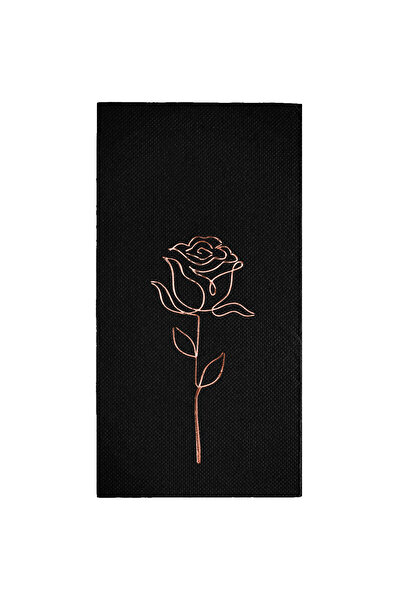 Story مناديل ورقية سوداء اللون مقاس 40×40 سم بنقش الورد، عبوة من 16 قطعة