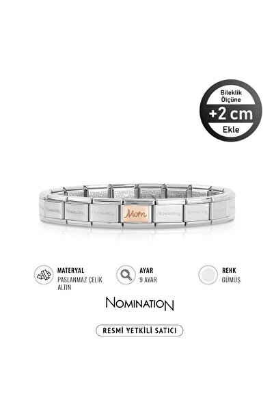 NOMİNATİON Italy Composable 9 Ayar Altın Mum Plaka ve Çelik Bileklik SILVER