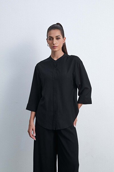 Livia قميص بياقة قميص سادة