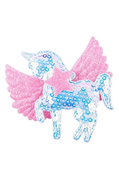 SHOPIENS Clamă de păr metalică pentru fete cu unicorn holografic cu paiete și...