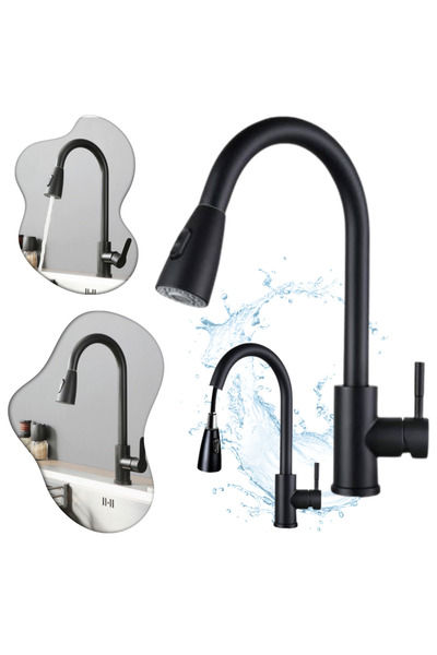2H Kitchen Faucet, Matte Black, Pull-Out Spout, Kitchen Sink