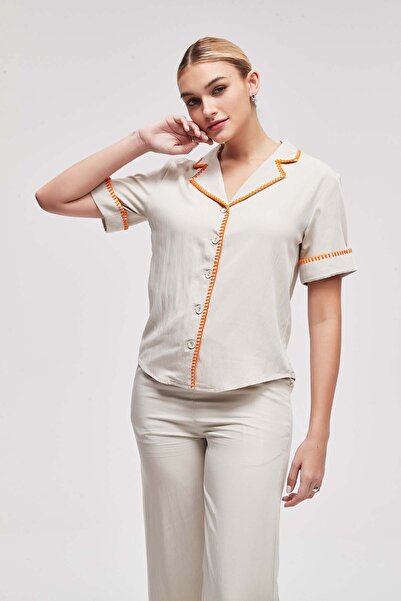 Livia Printed Half-Sleeve Top