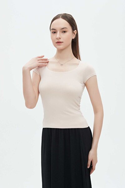 mica Solid Crew Neck Short Sleeve Top