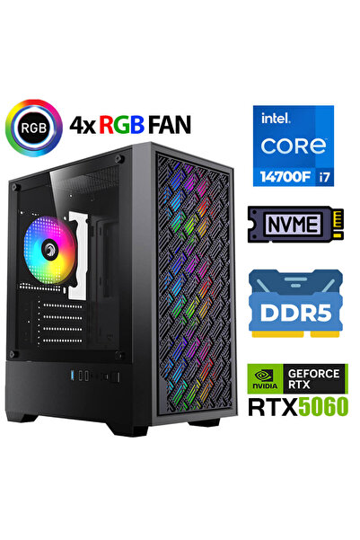 KİNGER KX560 i7 14700F 32GB DDR5 Ram 1TB M.2 NVMe SSD 8GB RTX5060 Masaüstü Oy...