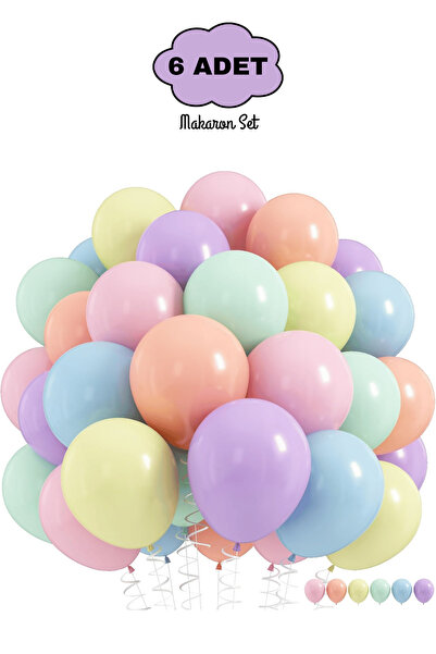 Bunloon 6 ADET 11 inç Makaron Renk Pastel Balon Seti