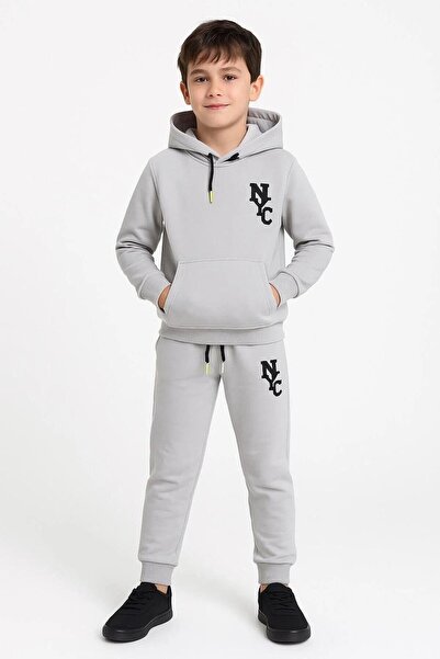 NEWKİDS Set sezonier pentru băieți sport cu două fire, cu buzunar cangur cu g...