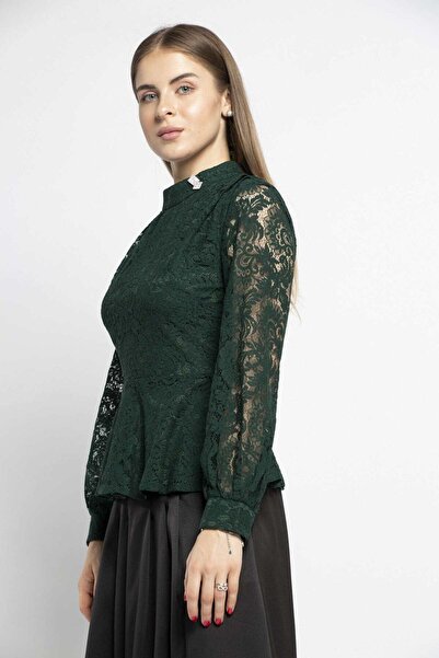 Nichii بلوزة دانتيل بأكمام طويلة