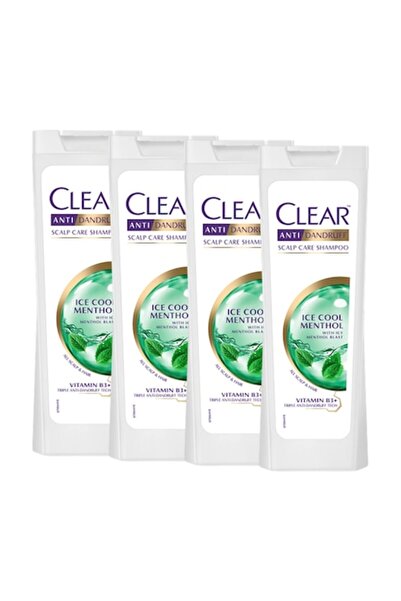 Clear Ice Cool Anti-Dandruff Shampoo for Men, 4 x 250 ml