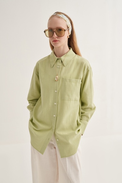 EBU Prive Women's Organic Cotton Oversize Shirt Light Green