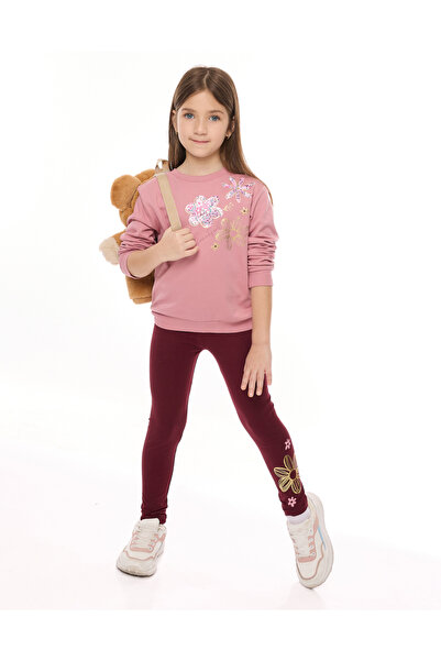 Victor and Jane By Styli Girls Foil Print Sweatshirt and Leggings Set