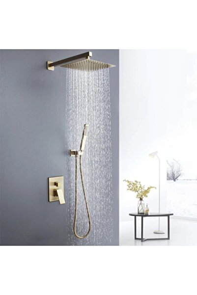 2H Shower faucet, rain shower head, gold gloss, built-in mixer