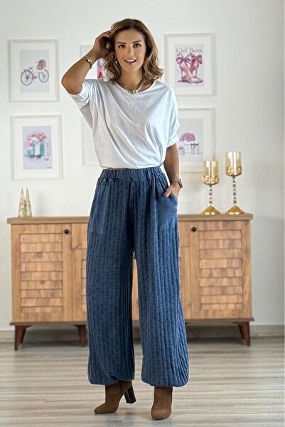 Nevin Kaya Moda Navy Blue Openwork Shalwar