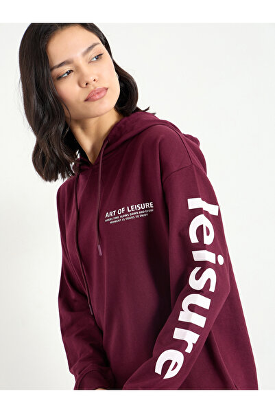 Styli Slogan Print Longline Hoodie