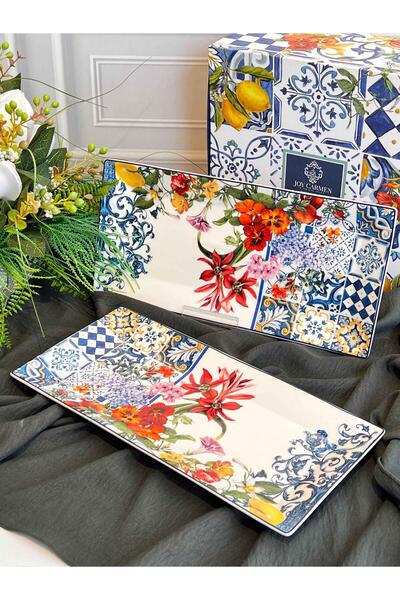 ROSSEV Italy Garden Rectangular Presentation Plate Set of 2 Large