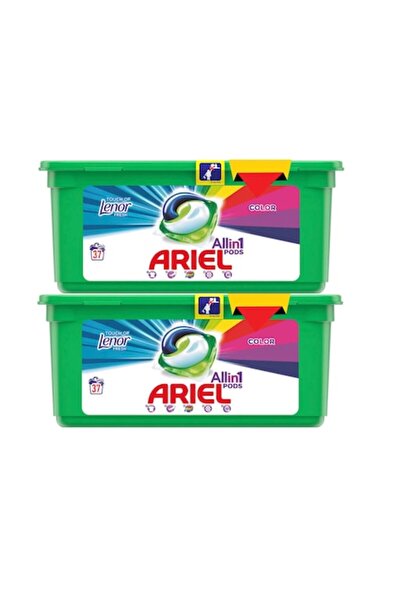 Ariel Set 2 x Detergent rufe automat All in One Pods Color Touch of Lenor, 37 capsule, 74 spalari
