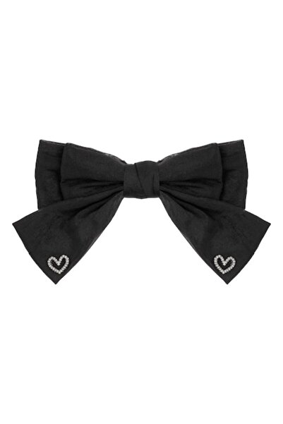 SHOPIENS - Agrafă de păr ® pentru femei, fundă neagră din material textil cu ...