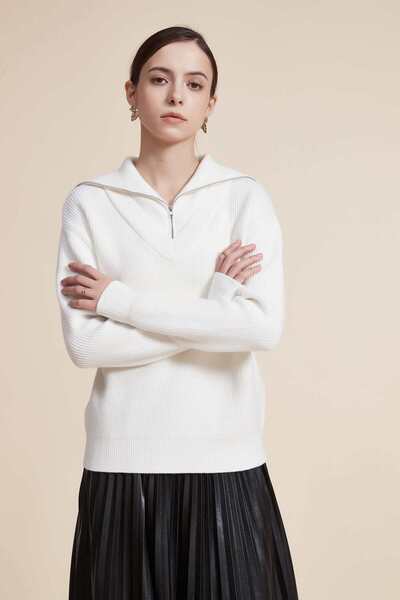 Yola Solid Long-Sleeve Top with Zipper