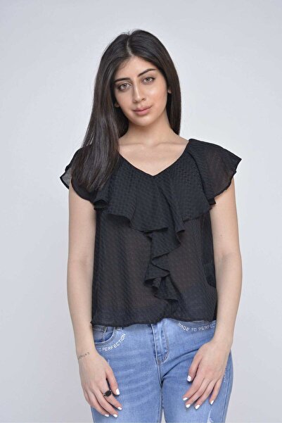 mica Ruffled V-Neck Top