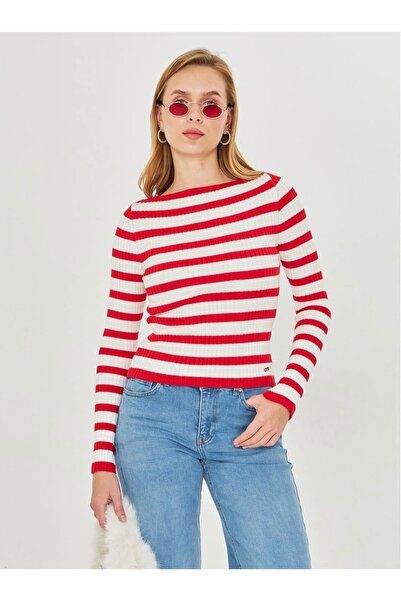 OKSHEN Women's Korspan Striped Knitwear Sweater