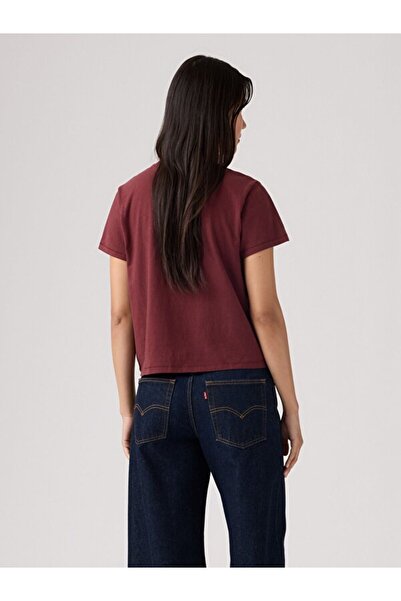 Levi's Women's Red Stone Detail Cycling Collar T-Shirt A2226-0116
