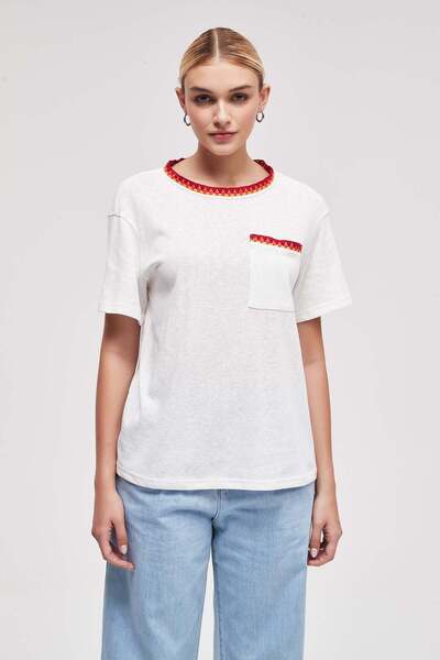 Livia Printed Crew Neck Half Sleeve Top
