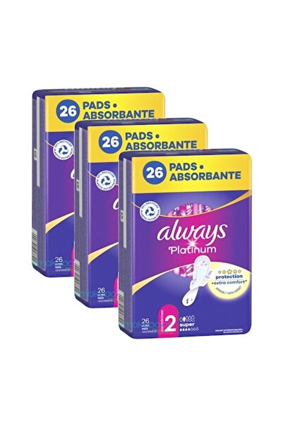 Always Absorbante igienice Platinum Super, pachete de 3 x 26, 78 bucăți