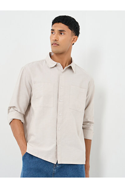 Styli Beige Relaxed Fit Shirt with Double Pocket