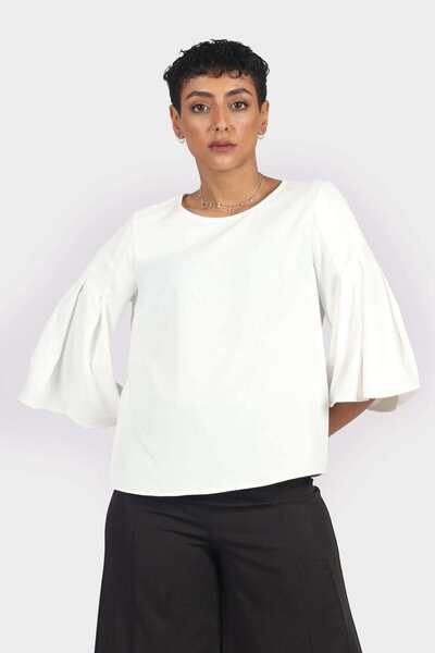 Nichii Solid Puff-Sleeve Top