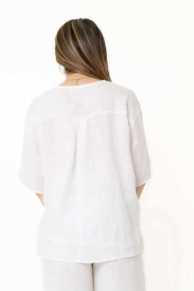 Yola Solid V-Neck Short Sleeve Top