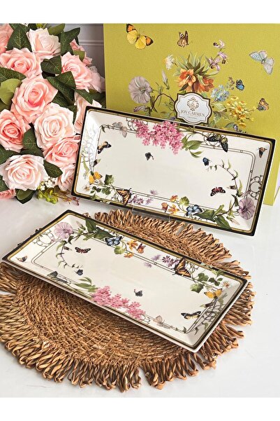 ROSSEV Muse Garden Rectangular Presentation Plate Set of 2 Large