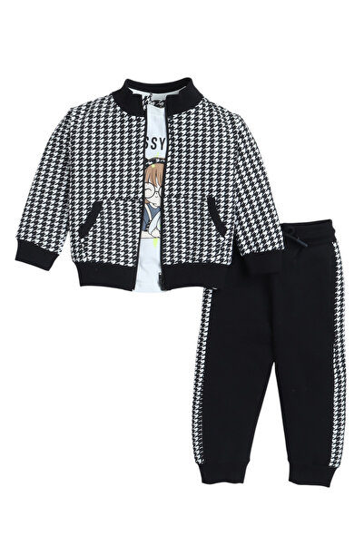 Victor and Jane By Styli عبوة من 3 قطع - تي شيرت مطبوع للبنات، وسترة بنقشة مربعات، وبنطال رياضي