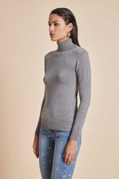 Yola Solid High Neck Long Sleeve Top
