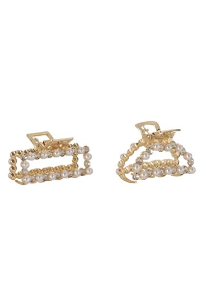 SHOPIENS Set 2 clame de par Shopiens® pentru femei, metalice, de culoare auri...