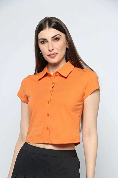 Kitschen Button-Front Short-Sleeve Top