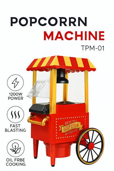 TECHNOMEN Yağsız Mini Patlamış Mısır Makinesi Ayrılabilir Kapaklı Sıcak Hava ...