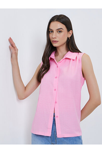 Take Two By Styli Solid Sleeveless Buttoned Shirt