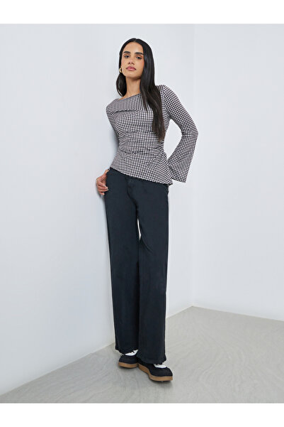 Styli Women Gingham Checked Tie Detail Blouse