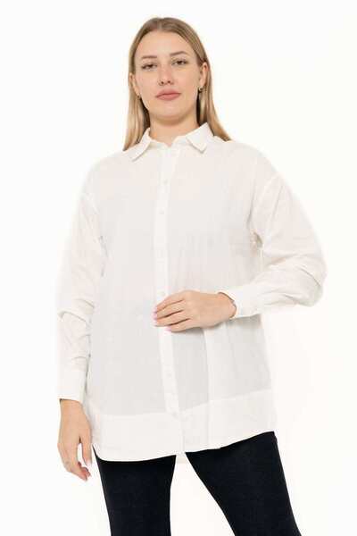 Yola Solid Shirt Collar Long-Sleeve Top