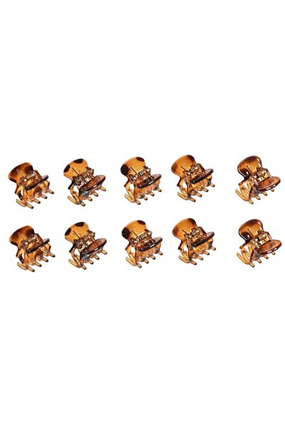 SHOPIENS Σετ 10 γυναικείων κλιπ μαλλιών Shopiens®, λαμπερό καφέ, 2 cm