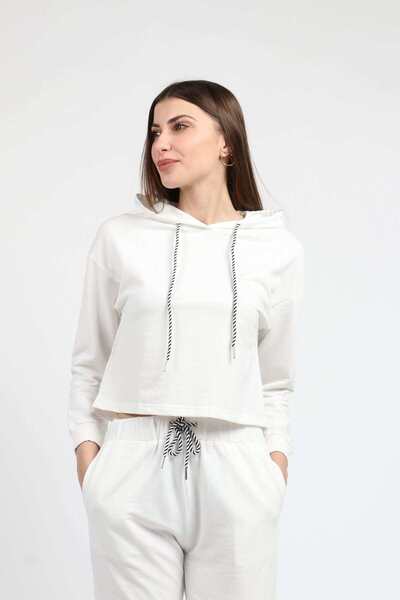 Kitschen Long-Sleeve Cropped Hoodie Top
