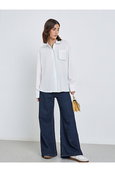 Take Two By Styli Solid Buttoned Long Sleeve Shirt with Chest Pocket