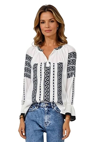 rody's forever Bluza tip ie traditionala, dama, ML09 , marime 5XL, alb/negru ...