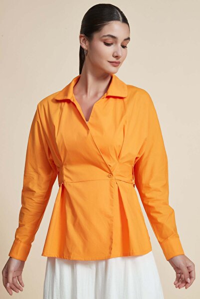 Yola بلوزة سادة مكشكشة بطول الخصر