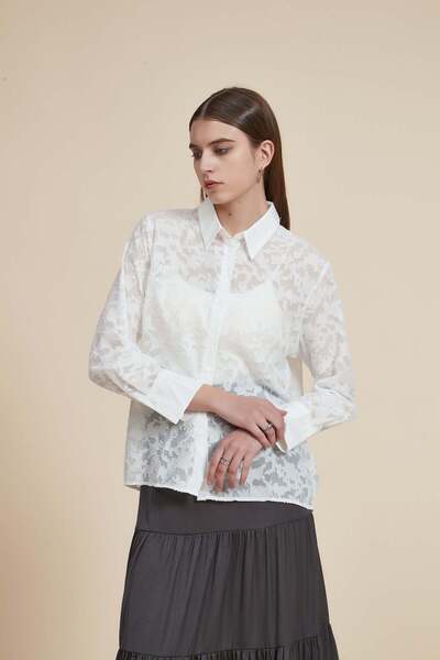 Yola Solid Long-Sleeve Top with Lace Details