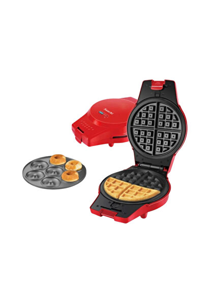 SAACHİ Non-Stick Waffle & Donut Maker 2 in 1Red