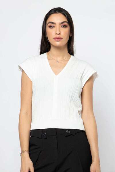 Nichii Solid V-Neck Short Top
